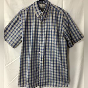 Men’s Short Sleeve Saddlebred Plaid Button Down, Size Large